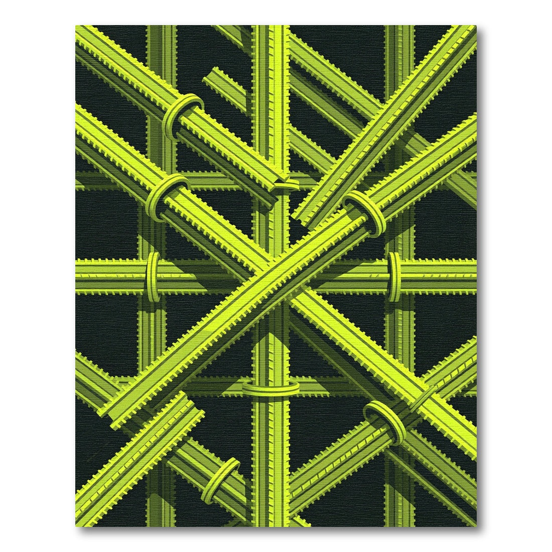 Lime Green Interlocking Geometric Tubing Rug