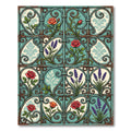 Vintage Teal Wrought Iron Floral Garden Rug