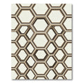 Sophisticated Neutral Geometric Hexagon Art Rug