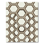 Sophisticated Neutral Geometric Hexagon Art Rug