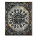 Ornate Silver Floral Mandala Antique Gold Rug