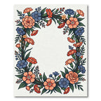 Coral And Blue Floral Garland Frame Rug