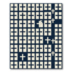 Navy Geometric Grid with Ivory Crosses Rug
