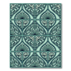Sage Lotus Art Nouveau Botanical Tile Rug