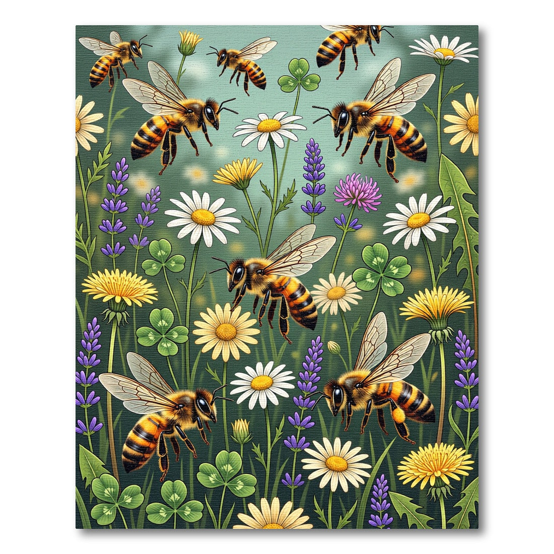 Vibrant Honey Bee Wildflower Meadow Rug