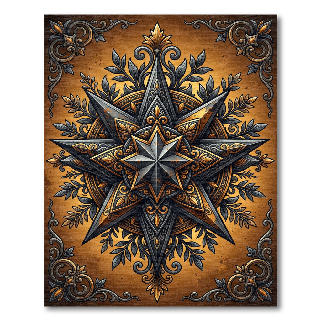 Gilded Star Medallion Antique Bronze Art Rug