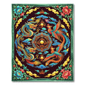 Vibrant Celestial Dragon Phoenix Medallion Rug