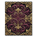 Ornate Burgundy Gold Baroque Scrollwork Rug