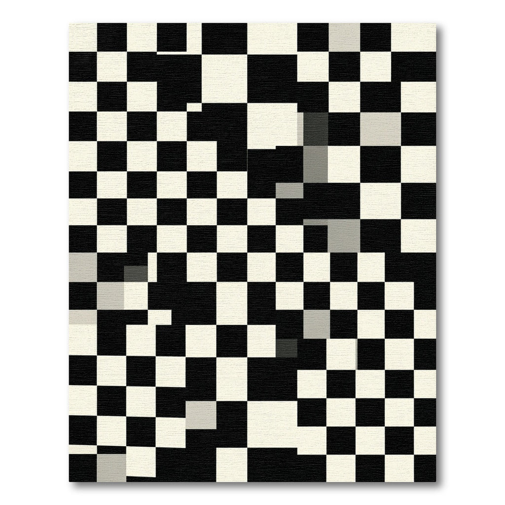 Checkerboard Black Cream Squares Rug