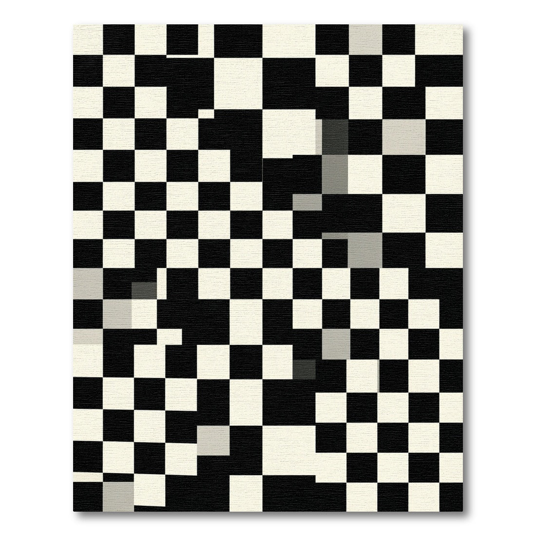 Checkerboard Black Cream Squares Rug