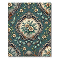 Elegant Teal Vintage Floral Damask Rug