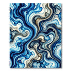 Ethereal Blue Liquid Marble Swirl Rug