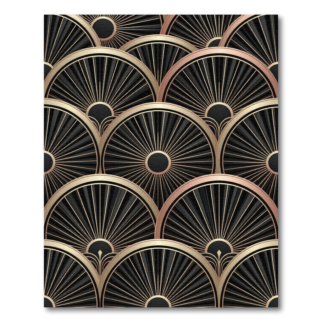 Art Deco Sunburst Black Gold Rug