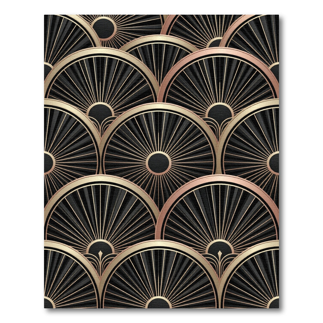 Art Deco Sunburst Black Gold Rug