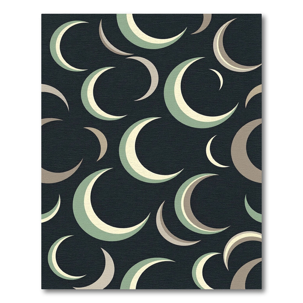 Sage and Cream Minimalist Crescent Moon Rug