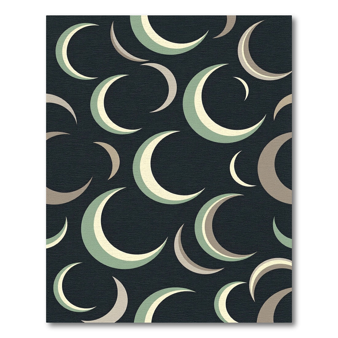 Sage and Cream Minimalist Crescent Moon Rug