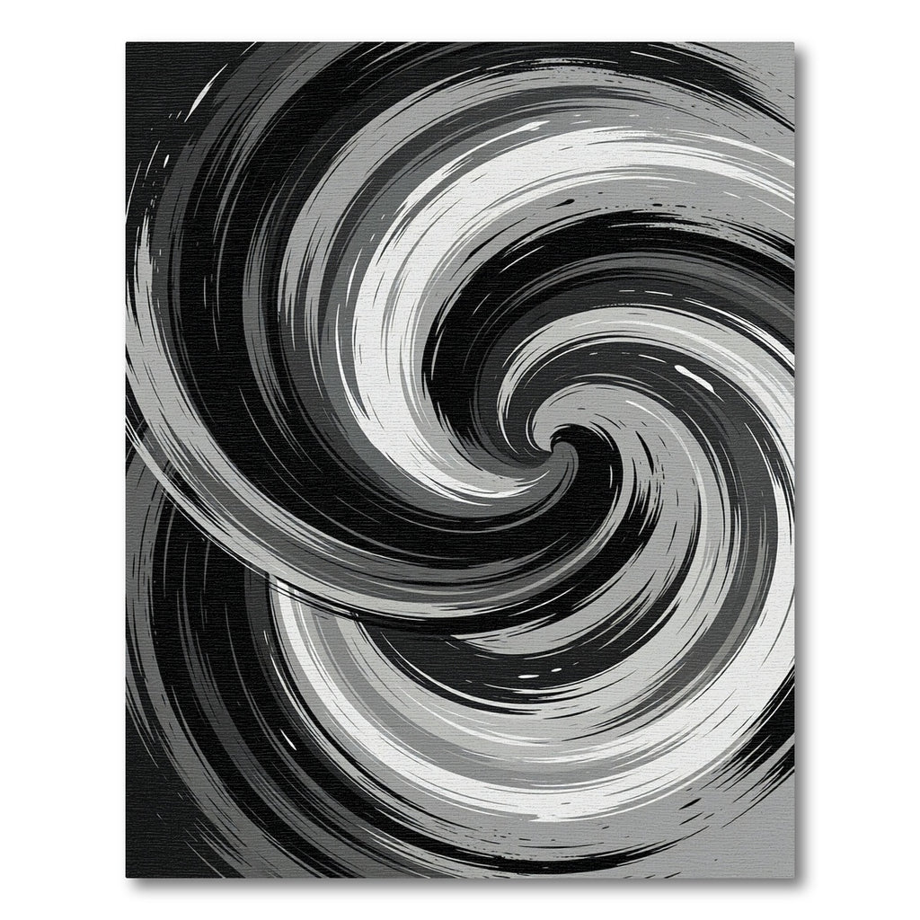 Modern Monochrome Swirling Abstract Accent Rug