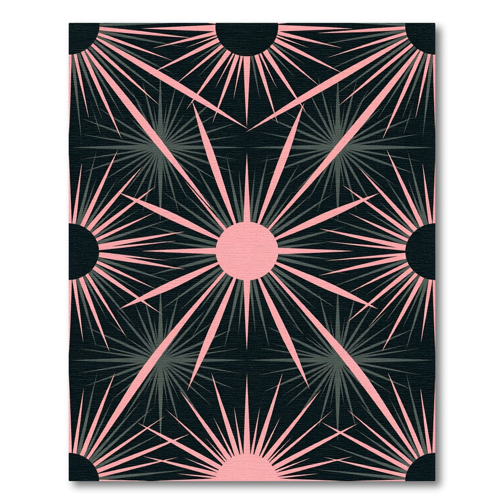 Modern Pink and Charcoal Celestial Burst Rug