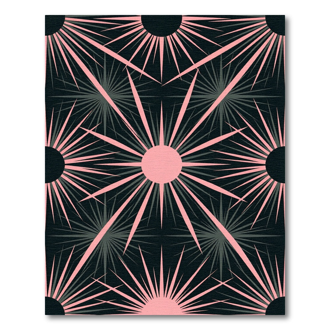 Modern Pink and Charcoal Celestial Burst Rug