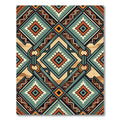 Sage and Terracotta Geometric Diamond Rug
