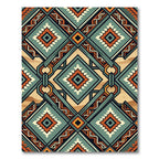 Sage and Terracotta Geometric Diamond Rug