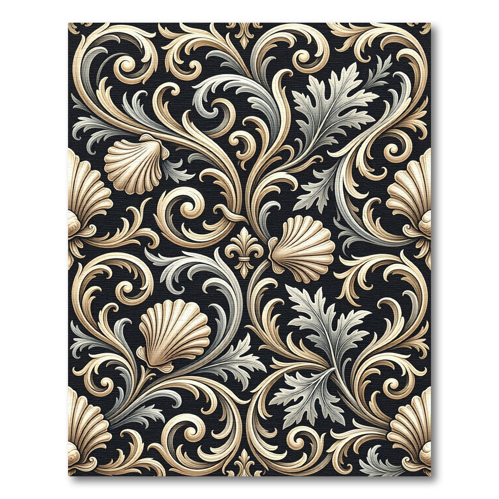Gold Shell and Acanthus Leaf Scroll Rug