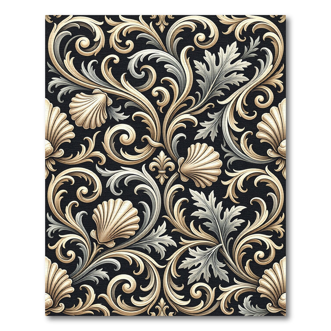 Gold Shell and Acanthus Leaf Scroll Rug