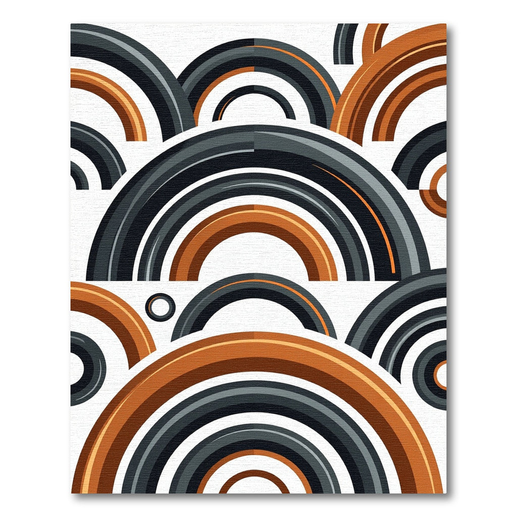 Modern Arched Bronze Gray Geometric Rug