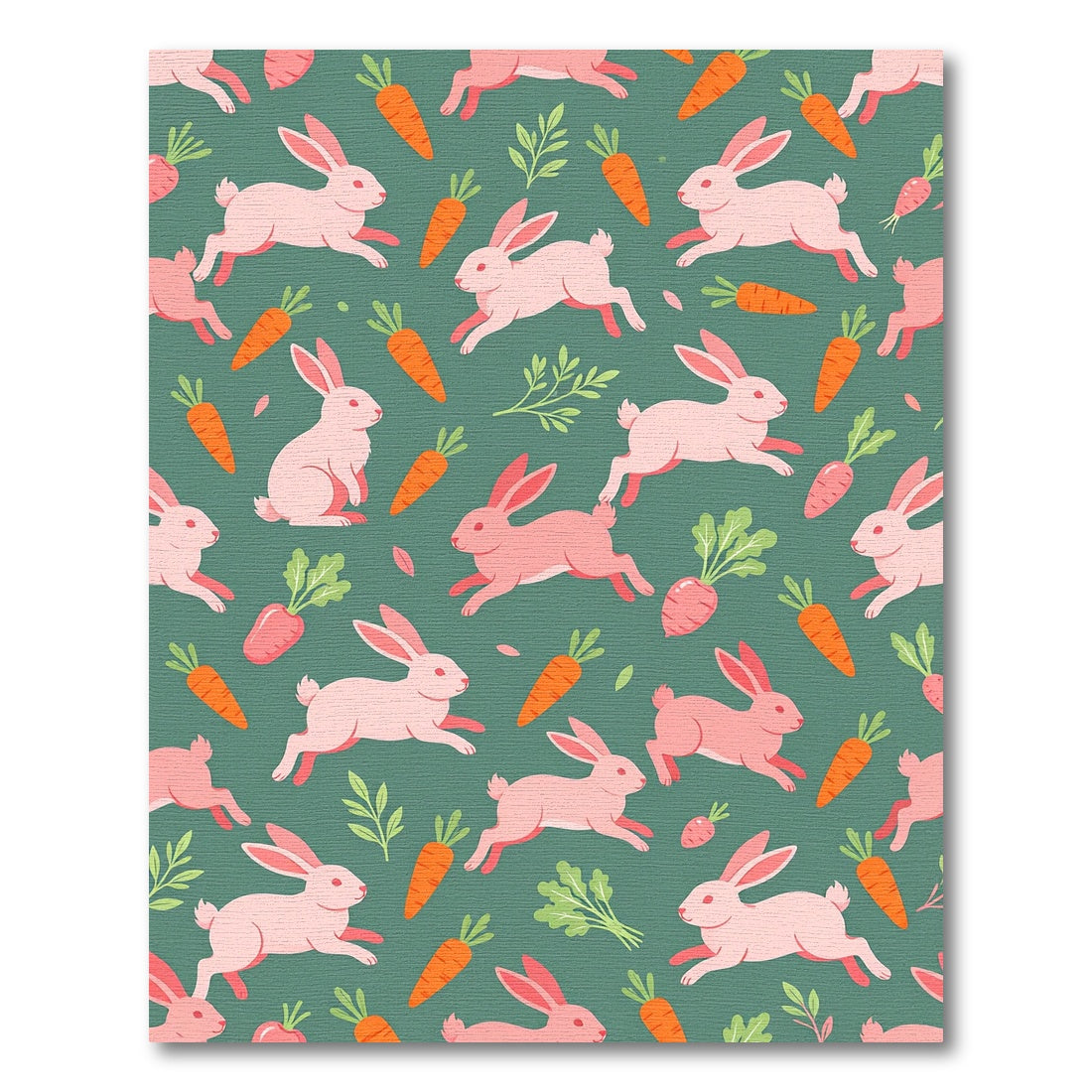 Playful Pink Bunny and Carrot Illustration Rug