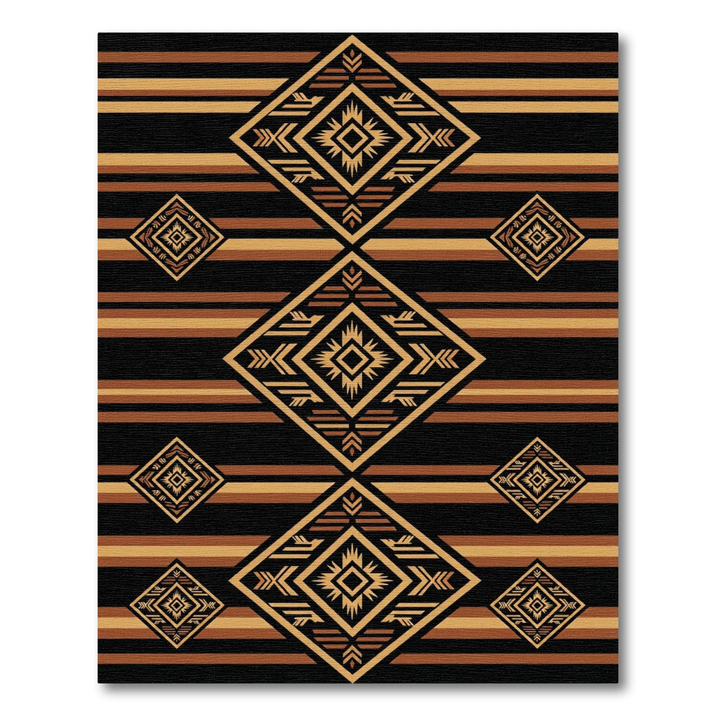 Earthy Striped Geometric Diamond Art Rug
