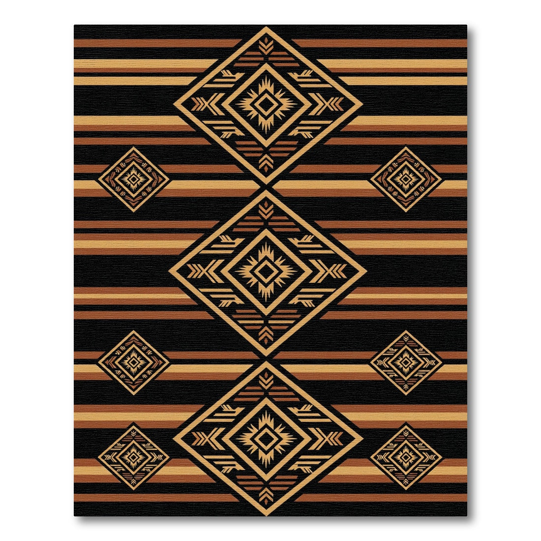 Earthy Striped Geometric Diamond Art Rug