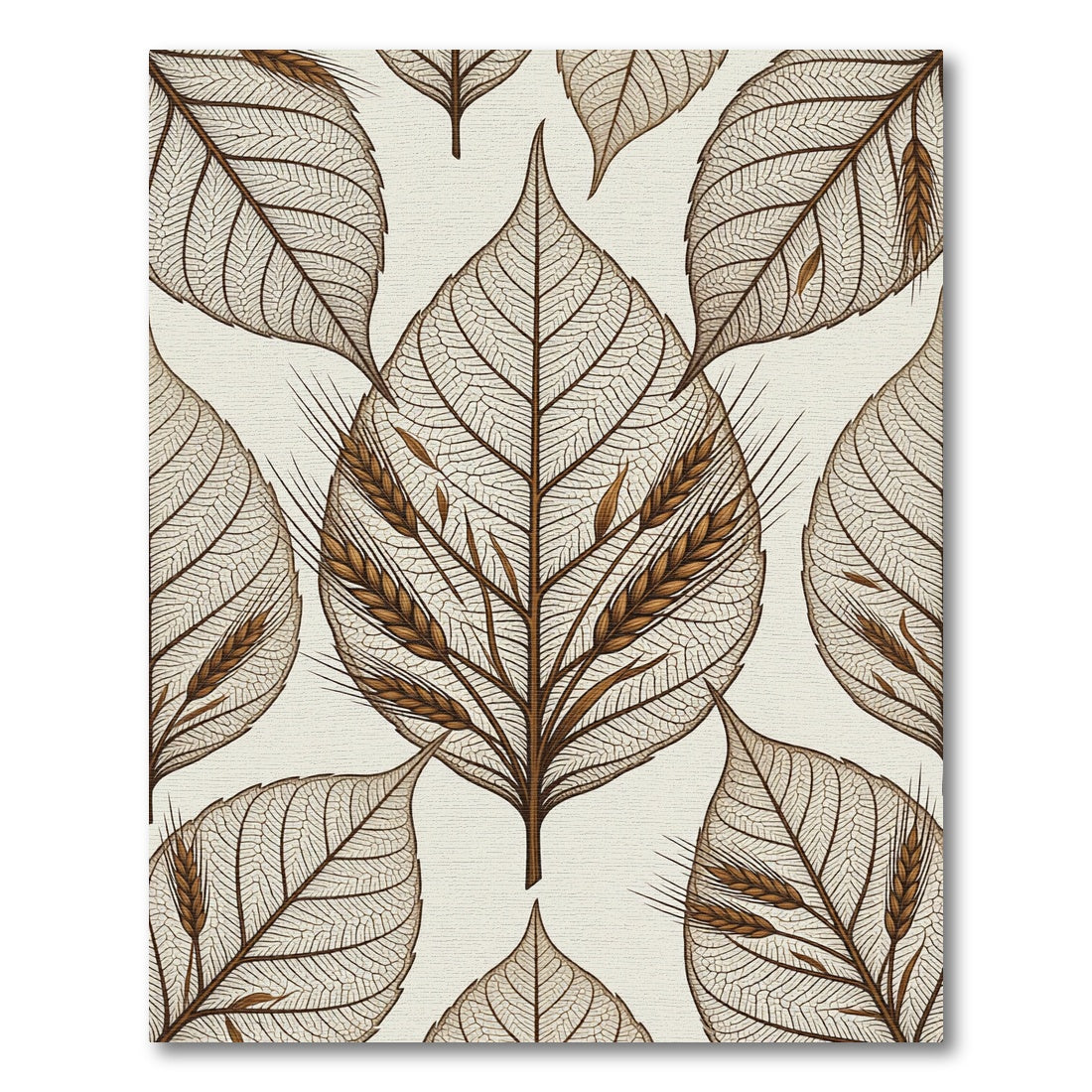 Ethereal Skeleton Leaf Wheat Botanical Neutral Rug