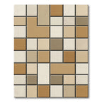 Tonal Geometric Block Arrangement Rug