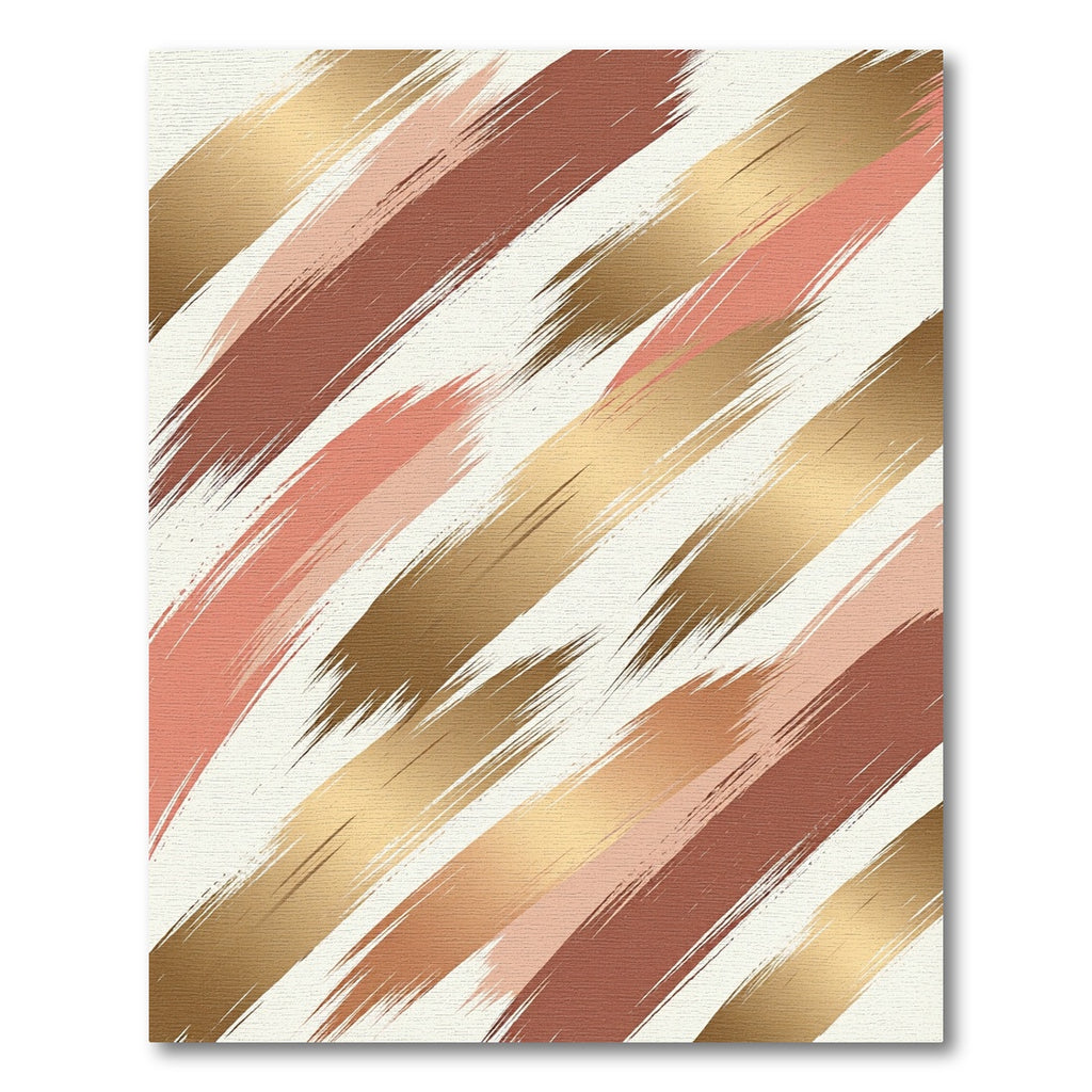 Metallic Gold and Terracotta Abstract Strokes Rug
