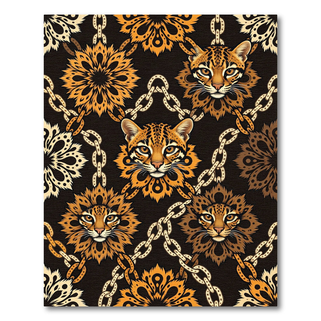 Orange Leopard Chain Medallion Rug