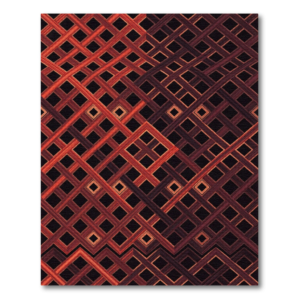 Crimson Interlocking Diamond Lattice Rug