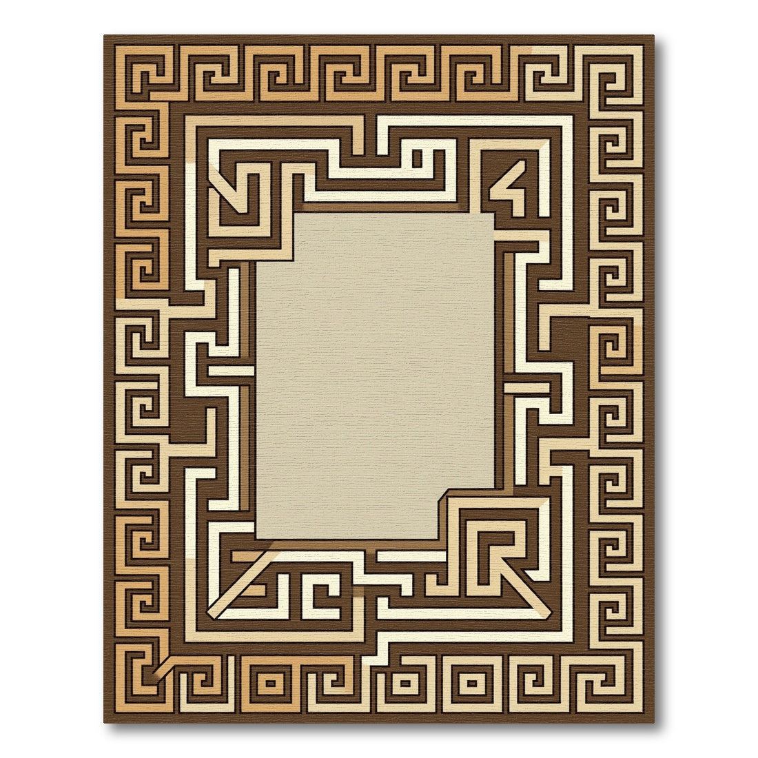 Brown Golden Geometric Maze Border Rug