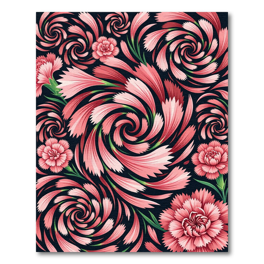 Pink Carnation Swirl Floral Rug