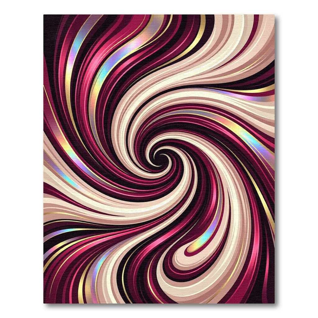 Crimson Cream Swirl Metallic Lines Rug
