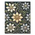 Cream And Gold Floral Vine Rug