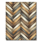 Rustic Earthy Tone Herringbone Parquet Rug