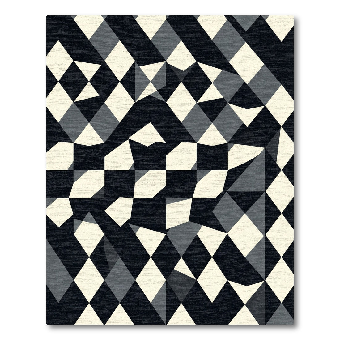 Monochrome Modern Abstract Geometric Diamond Rug