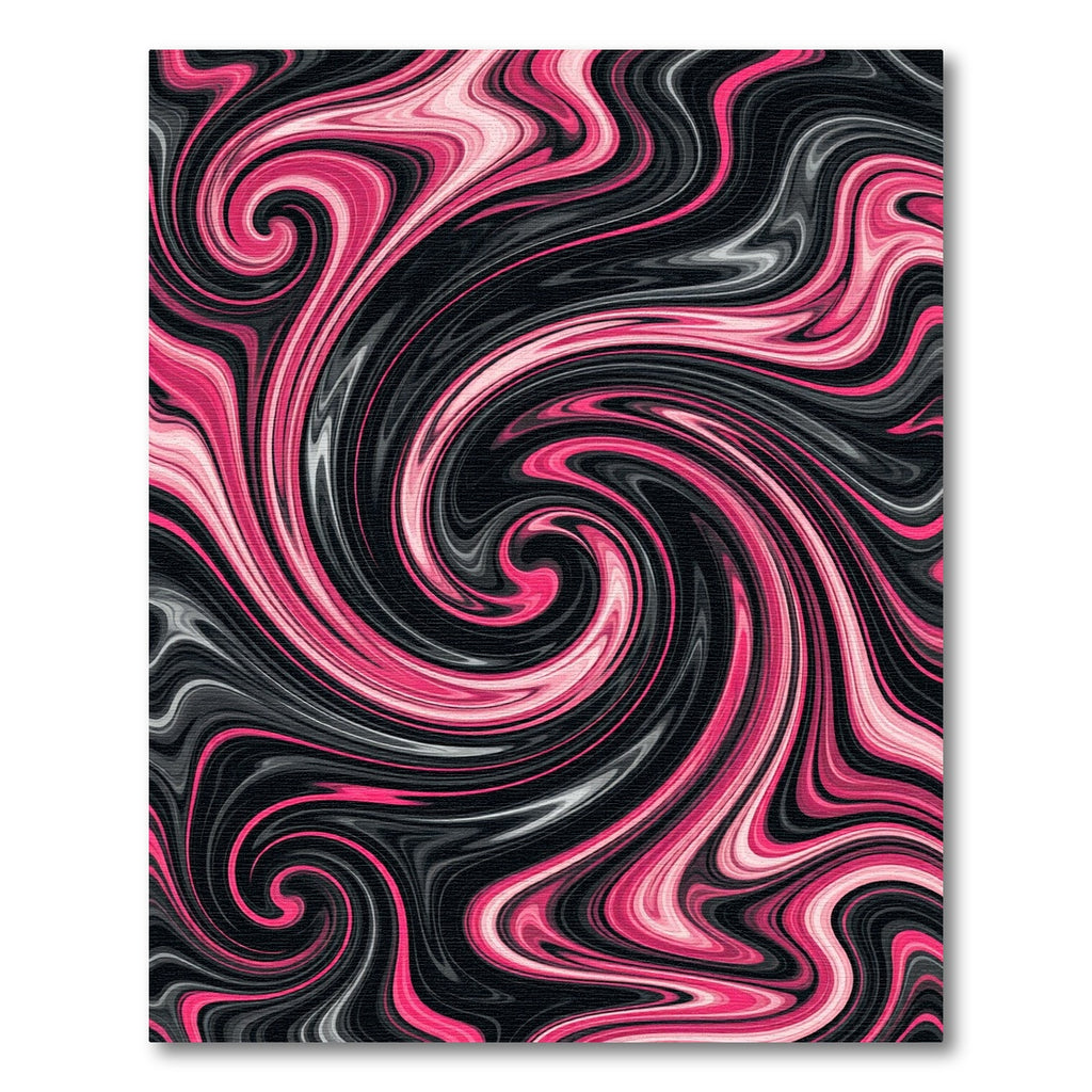 Vibrant Hot Pink Dark Abstract Swirl Rug