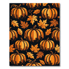Autumn Harvest Pumpkin and Maple Leaf Rug