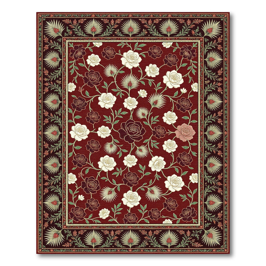 Burgundy Rose Botanical Garden Rug