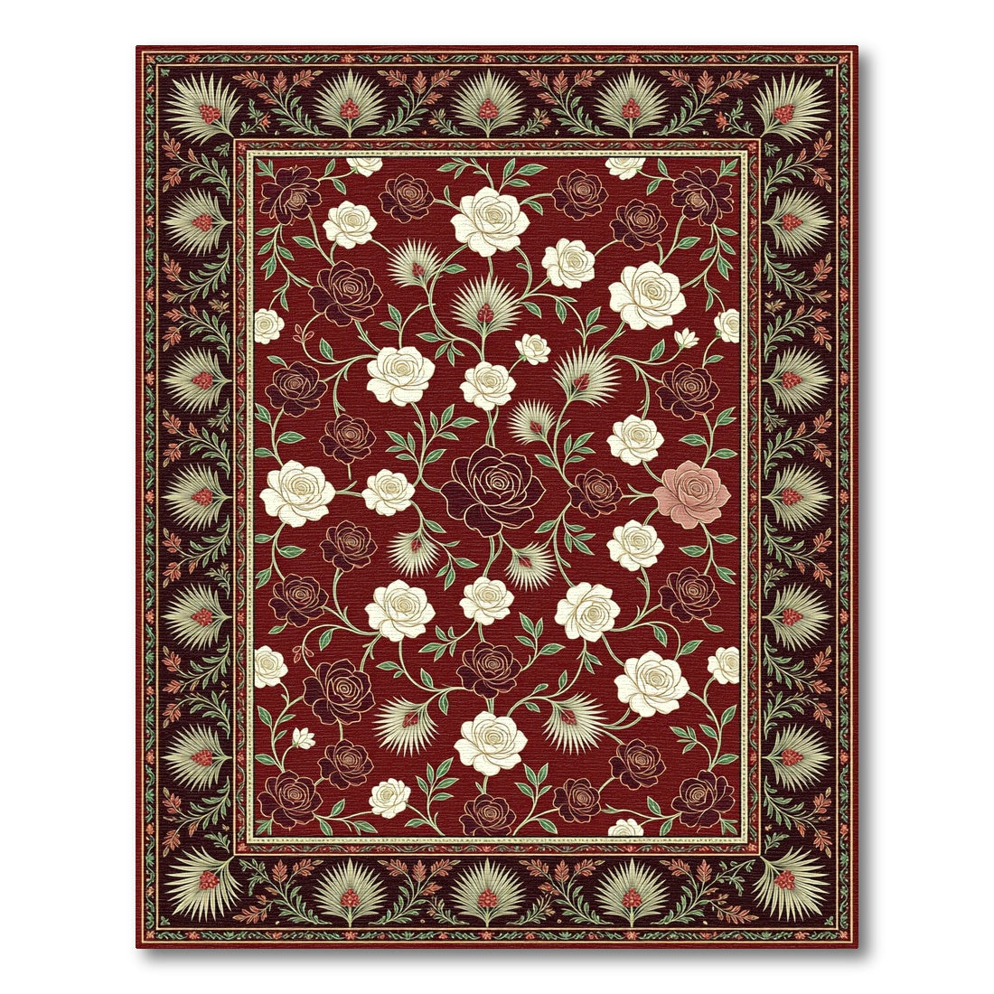 Burgundy Rose Botanical Garden Rug