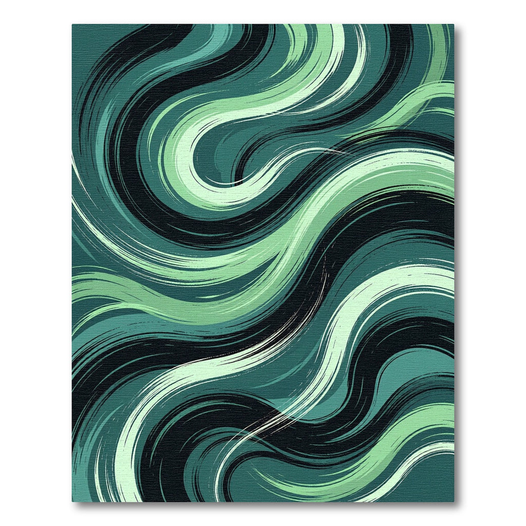 Modern Emerald Teal Abstract Wave Rug