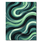 Modern Emerald Teal Abstract Wave Rug