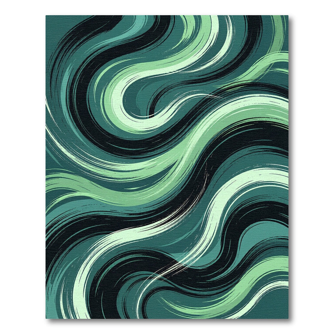 Modern Emerald Teal Abstract Wave Rug