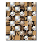 Seashell Wood Pearl Square Arrangement Rug